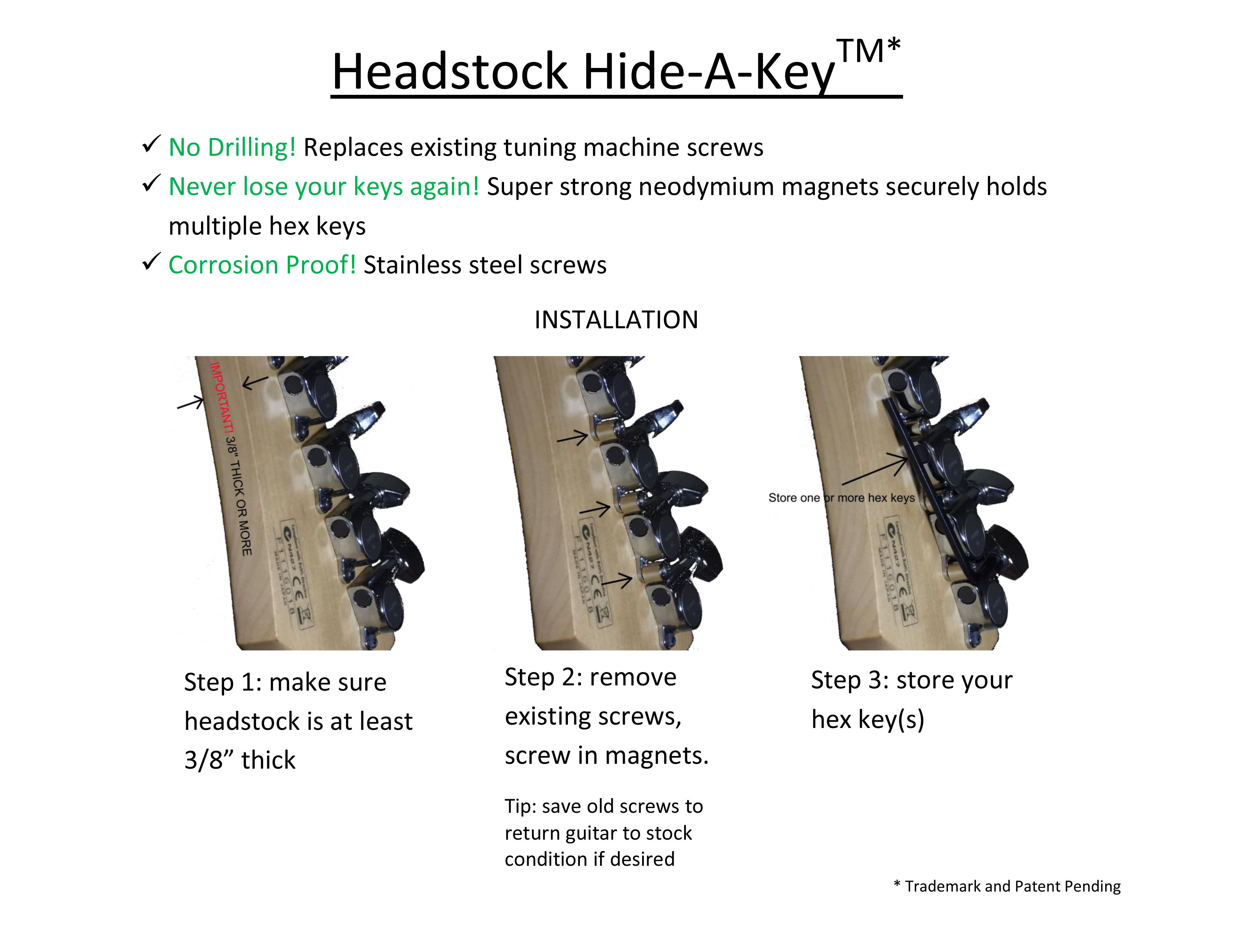 Headstock Hide-A-Key Description